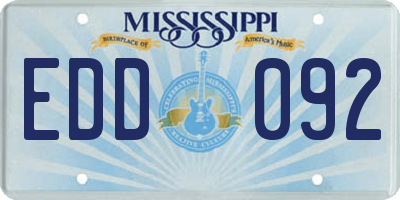 MS license plate EDD092