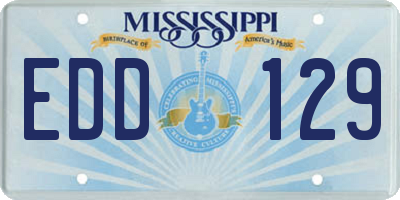 MS license plate EDD129