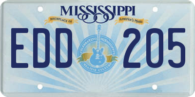 MS license plate EDD205