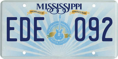 MS license plate EDE092