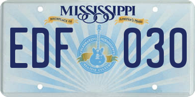 MS license plate EDF030