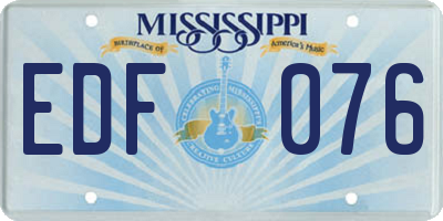 MS license plate EDF076