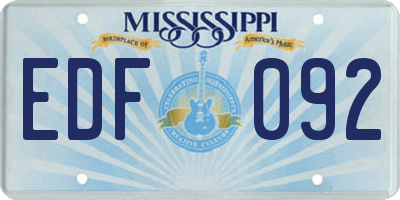 MS license plate EDF092