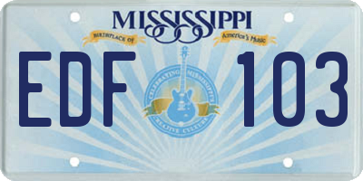 MS license plate EDF103