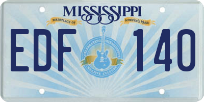 MS license plate EDF140