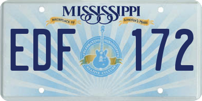 MS license plate EDF172