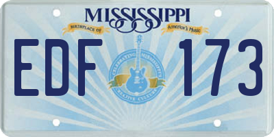 MS license plate EDF173