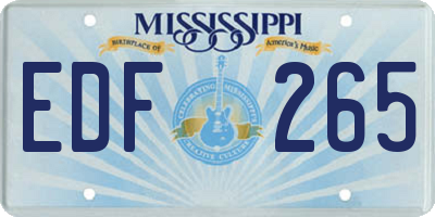 MS license plate EDF265