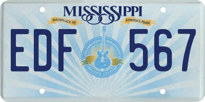 MS license plate EDF567