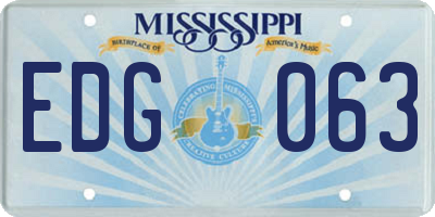 MS license plate EDG063