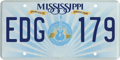MS license plate EDG179