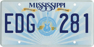 MS license plate EDG281