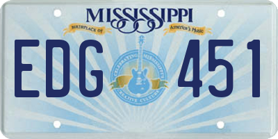 MS license plate EDG451