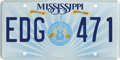 MS license plate EDG471