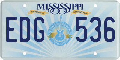 MS license plate EDG536