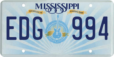 MS license plate EDG994