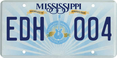 MS license plate EDH004