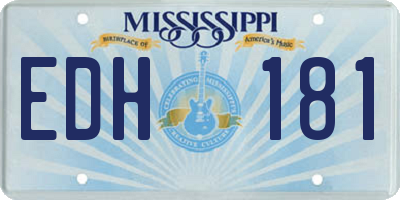 MS license plate EDH181