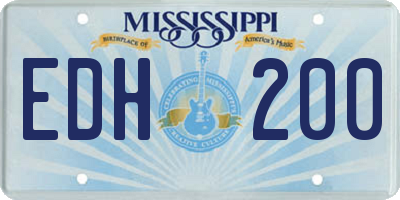 MS license plate EDH200
