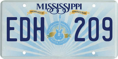 MS license plate EDH209
