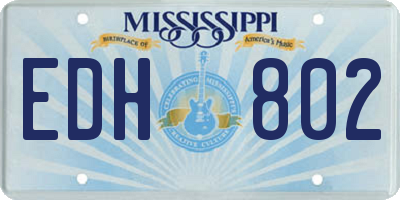 MS license plate EDH802