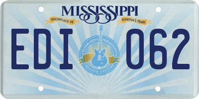 MS license plate EDI062