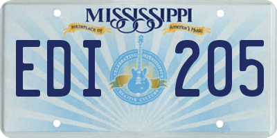 MS license plate EDI205