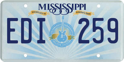 MS license plate EDI259