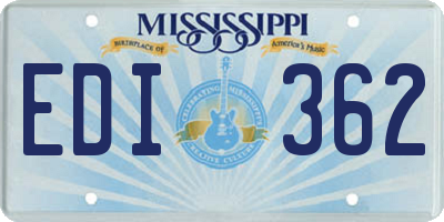 MS license plate EDI362