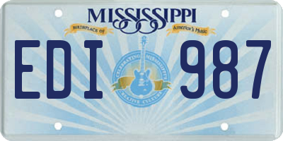 MS license plate EDI987
