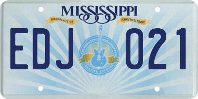 MS license plate EDJ021