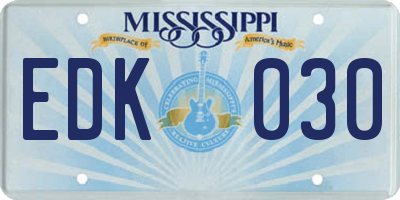 MS license plate EDK030