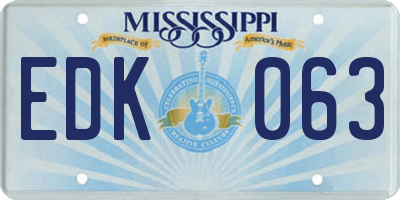 MS license plate EDK063