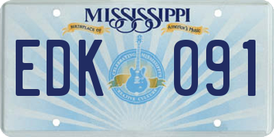 MS license plate EDK091