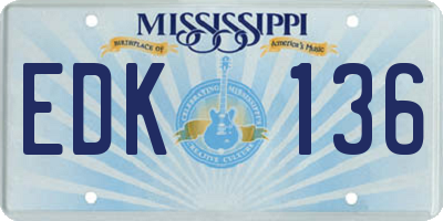 MS license plate EDK136