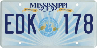 MS license plate EDK178