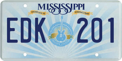 MS license plate EDK201