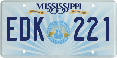 MS license plate EDK221