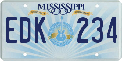 MS license plate EDK234