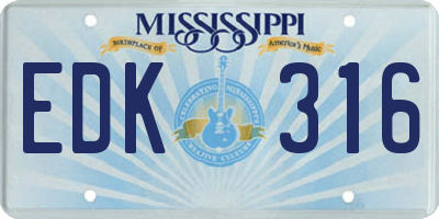 MS license plate EDK316