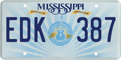 MS license plate EDK387