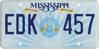 MS license plate EDK457