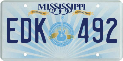 MS license plate EDK492