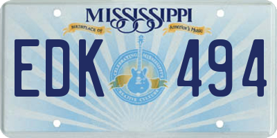 MS license plate EDK494