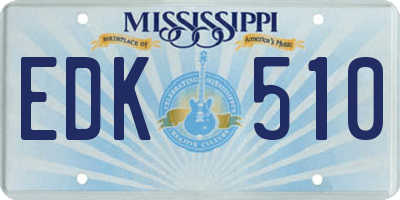 MS license plate EDK510