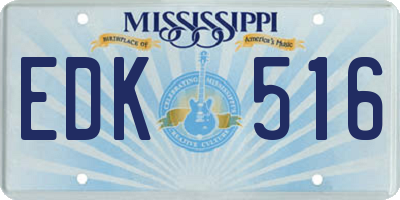 MS license plate EDK516