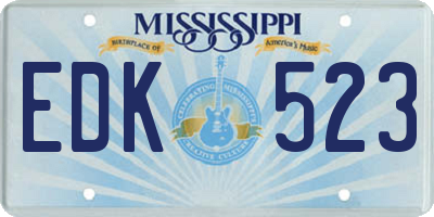 MS license plate EDK523