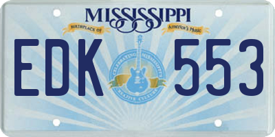 MS license plate EDK553