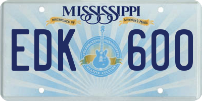 MS license plate EDK600