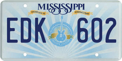 MS license plate EDK602